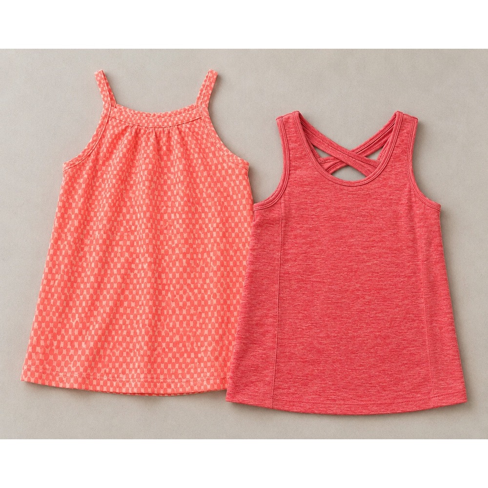 Girls Everlast & Crazy 8 Tank Top Lot Size 7-8 Coral Pink Athletic Casual 2pc